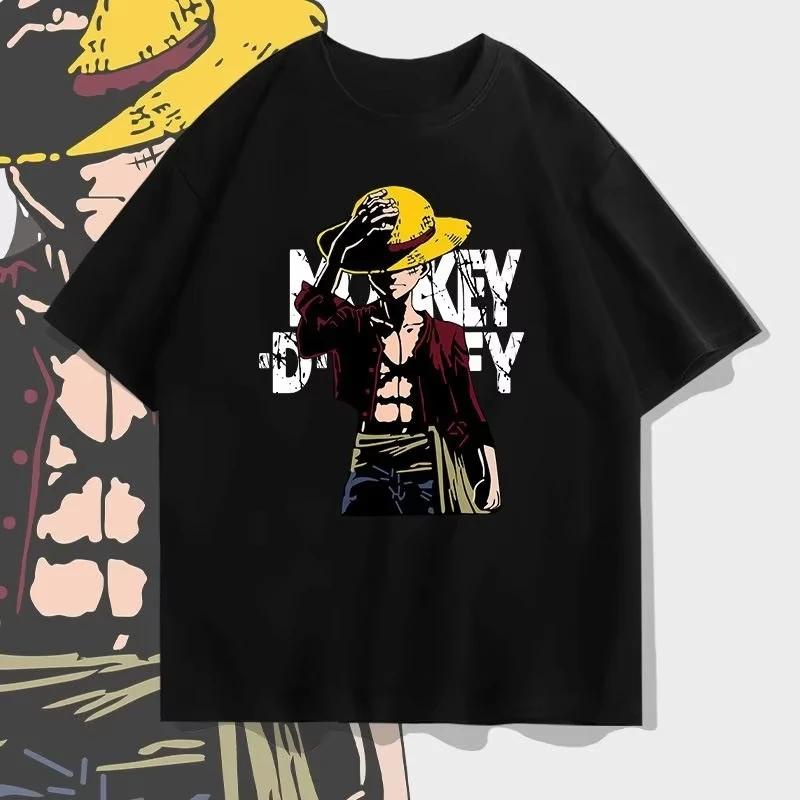 2026 New Hot Selling Genuine Bandai ONE PIECE Straw Hat Luffy Cotton Short Sleeved T-shirt Men's One Piece Short Sleeved Tops