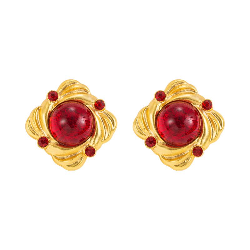 Женские серьги-гвоздики в стиле ретро, серьги-подвески из титанового стального сплава, акриловые хрустальные квадратные бусины, геометрические украшения для ушей