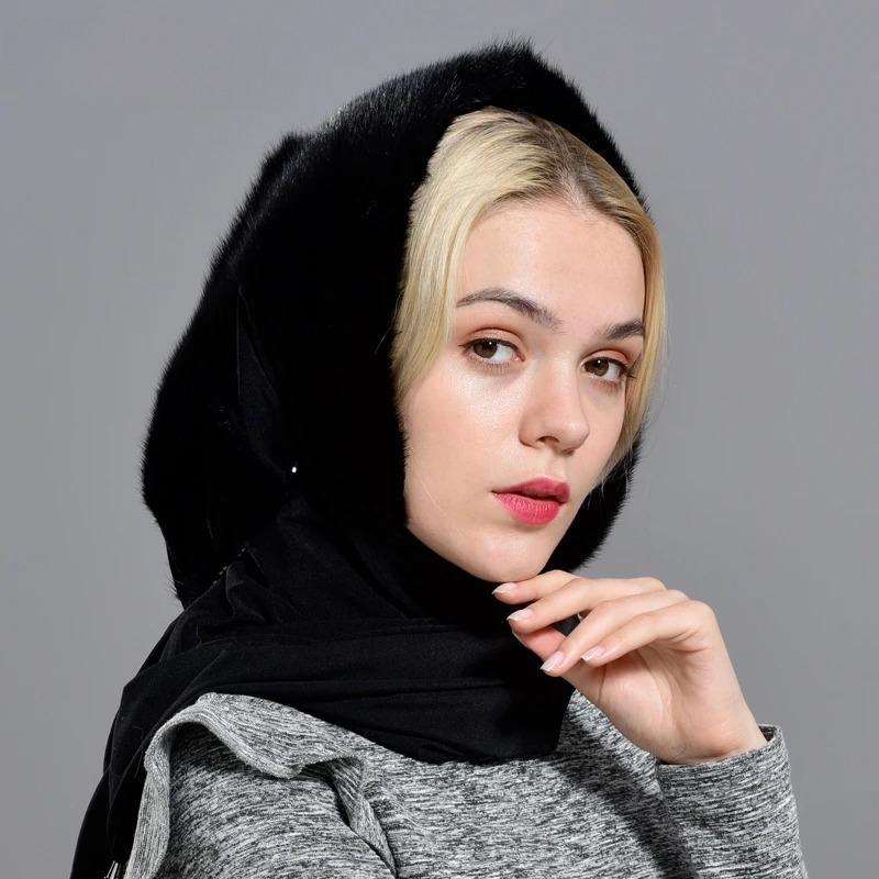Шапки-капюшоны из меха норки для женщин Зимние Теплые Роскошные из Цельной Шкурки Меха Норки Шапка-шарф Стильные Модные Натуральные Женские Уличные Снежные Шапки