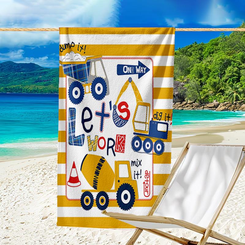 Ultra-Soft Beach Towel with excavator Theme,Ideal for Pool - Camping, Diving - Perfect Travel Essential, Vibrant Beach Towel.
