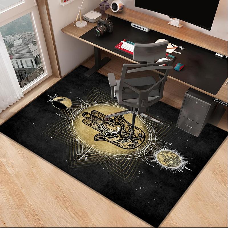 Colorful Hamsa Mandala Pattern Office Rug Chair Mat, Entryway Carpet, Suitable for Front Door, Bedroom, Living Room, Desk, Holiday Gift
