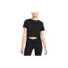 Solid Crew Neck Loose Cropped Short Sleeve T-Shirt Women Tops Black DM7026-010