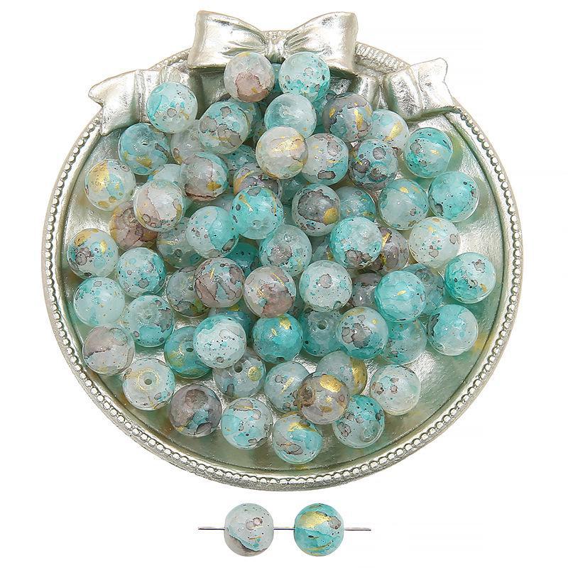 Комплект браслетов из бисера Summer Jelly Gold Glitter: Двойные стеклянные круглые бусины и полусахарные пузырчатые бусины