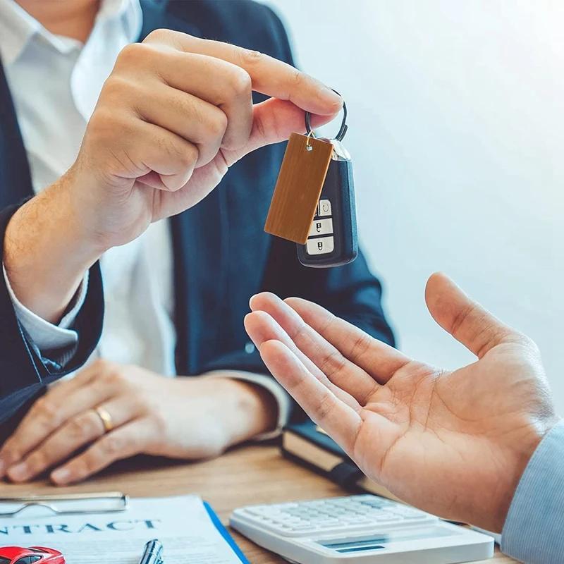 100 шт. Прямоугольные бирки 45X20 мм, бамбуковые бирки для колец для ключей, бамбуковая незаконченная деревянная бирка для брелка
