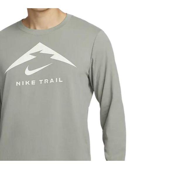 Nike Футболка Dri-FIT с круглым вырезом и принтом букв, быстросохнущая, повседневная, с длинным рукавом, в американском стиле, цвет темно-грязно-серый FN0828-053
