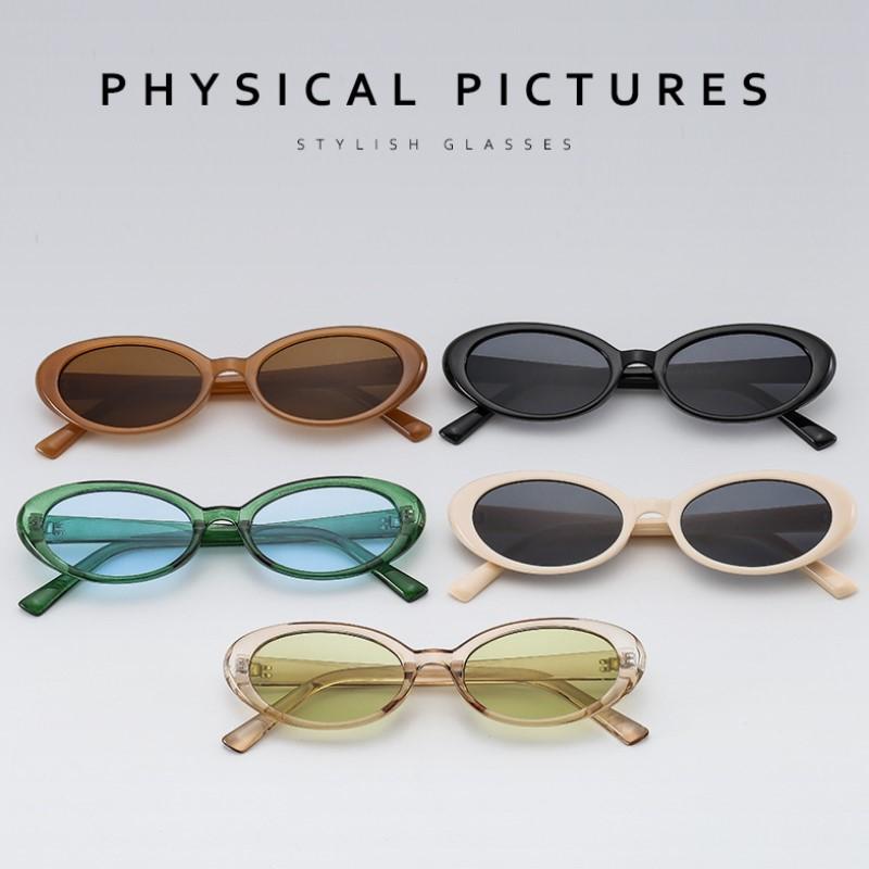 New Women Small Oval Vintage Sunglasses Brand Designer Retro Points Sun Glasses Female Lady Eyeglass Cat Eye Driver Goggles
