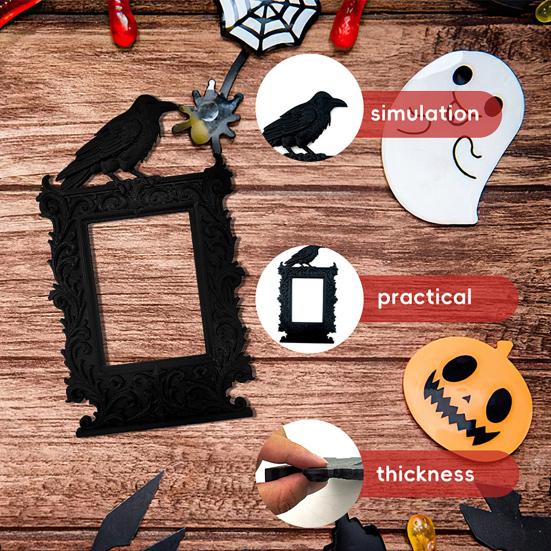 1/2Pcs Halloween Crow Picture Frames Front Glass Wall Mount Tabletop Retro Gallery Wall Art Home Party Festive Decoration