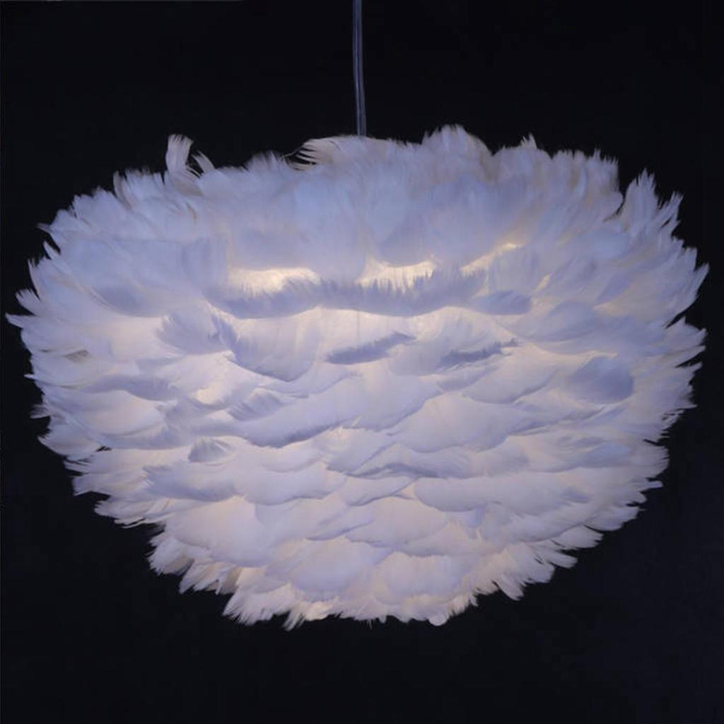Feather Lamp Shade Desk Cover Accessory Modern Decor Night Light Holder Cage Floor for