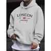 London Fashion Print Hoodies for Men Casual Casual Sweatshirt Kengaroo Pocket Long Sleeve Autumn Winter Simple Hoodies & Sweatshirts Men's