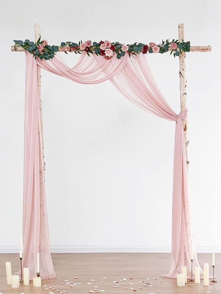 77x600cm Wedding Arch Draping Fabric Chiffon Fabric Drapes Arbor Drapery Wedding Ceremony Reception Swag Decorations
