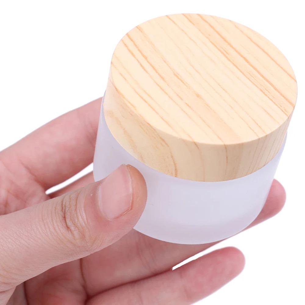 Screw Cap Frosted Glass Cream Jar Round Scrub Sub-bottling Portable Cream Bottle  for Makeup Vials