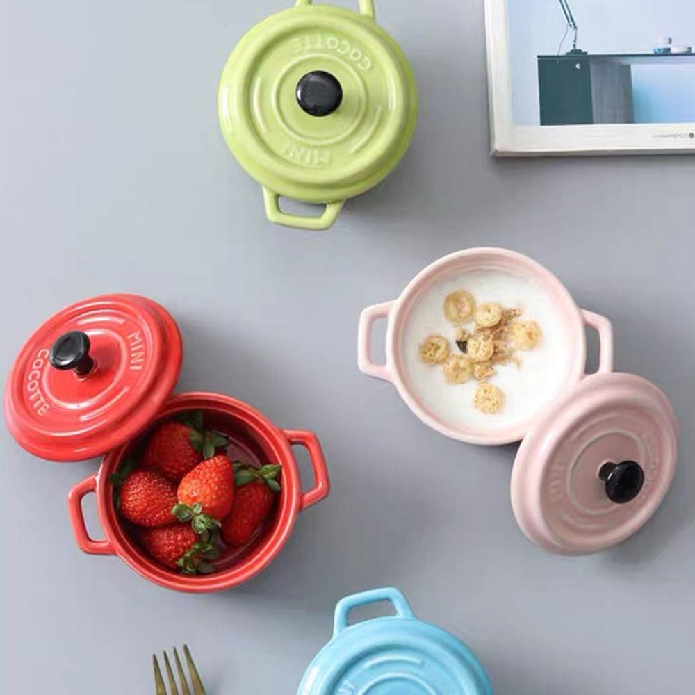 Миска для варки яиц на пару, защищающая от ожогов, с подвесными ушками, мини-кастрюля с крышками, миска для французского лукового супа, масло