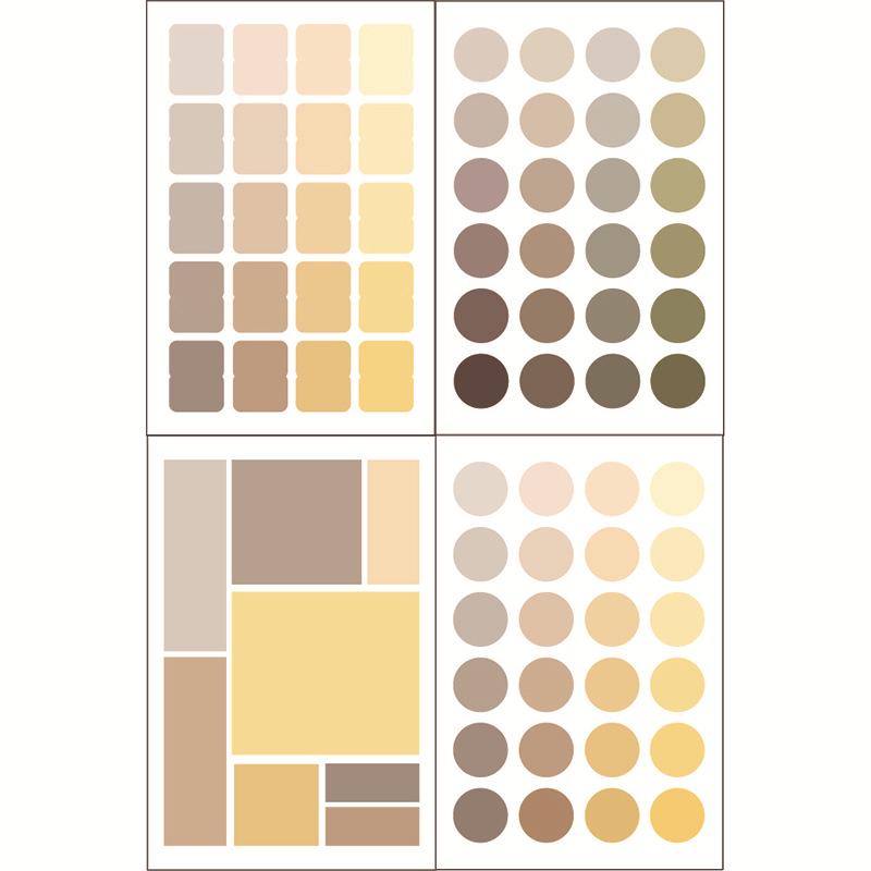 Многоцветные наклейки-этикетки Yuezhen - набор из 4 шт. (Круглые, квадратные, индексные заметки)