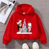 Осенняя Зимняя Детская Худи с Мультяшным Персонажем Рождественская Тема Девочка-Кошка Принт Удобная Теплая Худи для Девочки