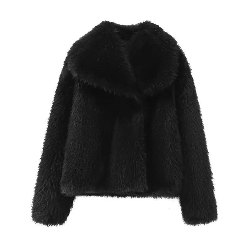 Europe, America, autumn and winter new large-size women's fur jacket, toka, artificial wool short top in stock