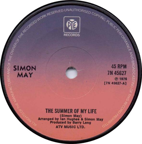 7-дюймовая пластинка SIMON MAY - The Summer Of My Life 7N45627 Pye Records 1976 UK Поп Б/у