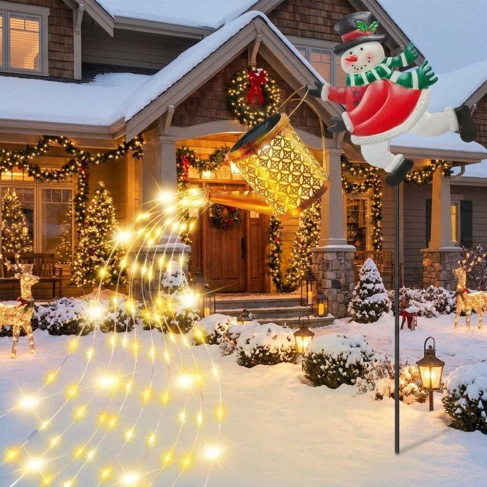 Warm LED String Christmas Snowman Light Outdoor Solar Powered Solar Lawn Lamp  Courtyard Decoration