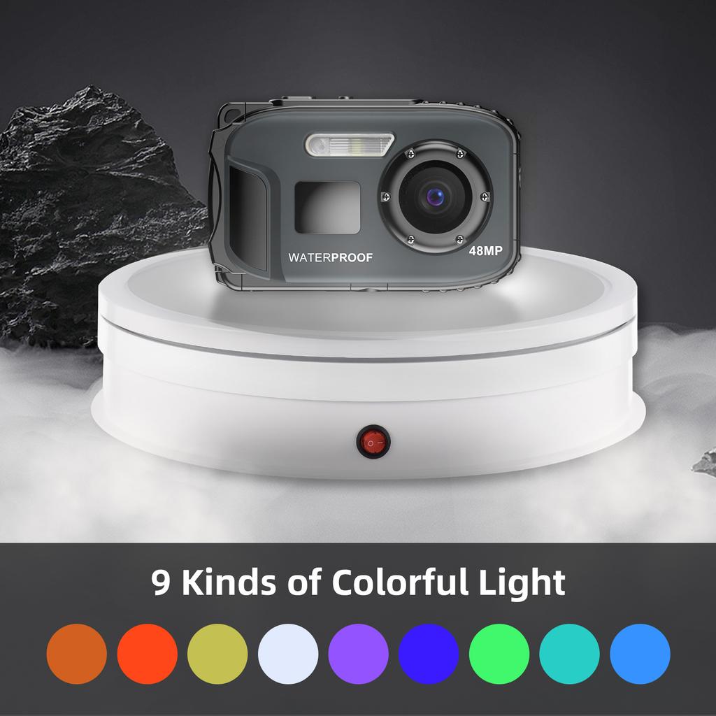 30CM/11.8in Motorized Rotating Display Stand with RGB Light Display Base 360 Degrees Rotatable Electric