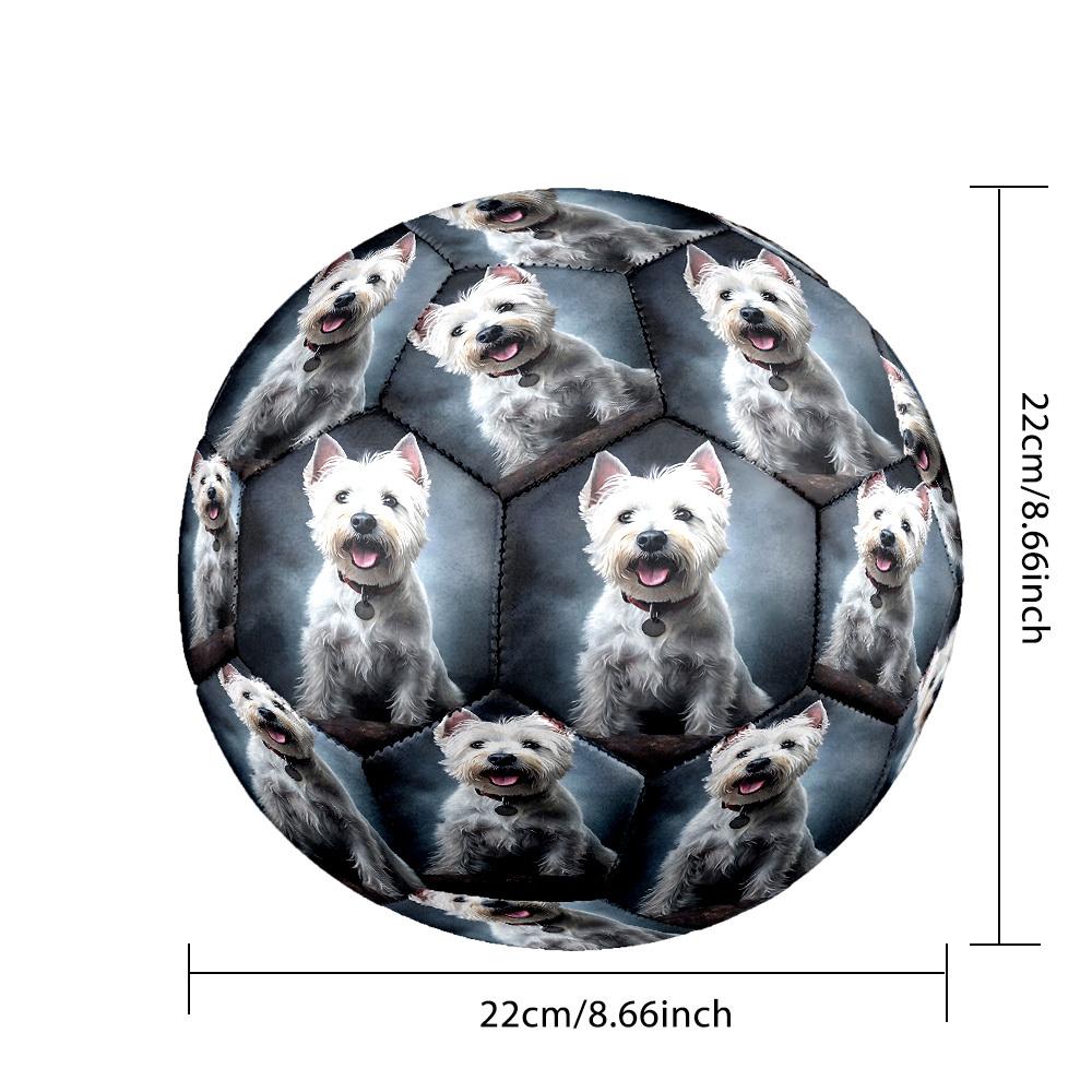 1pc White Terrier Portrait Size 5 Soccer Ball Professional Match Training Football Indoor &Outdoor Sports Ball Lightweight Durable c6516