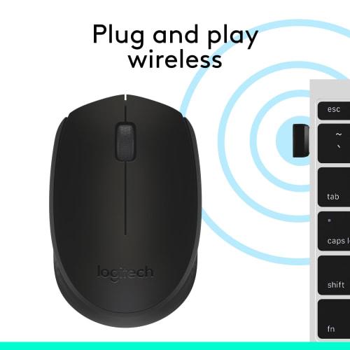 Logitech M170 2.4GHz беспроводная 3-кнопочная оптическая мышь с прокруткой и Nano USB-приемником (черный)