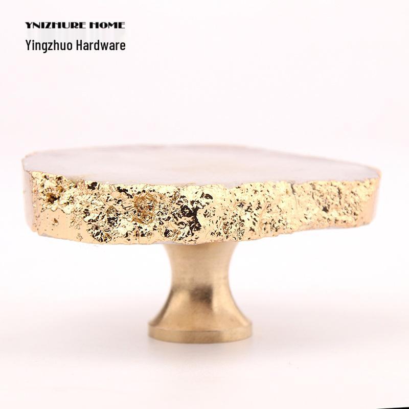 Elegant Crystal Slice Brass Handle & Wall Hook for Drawer, Cabinet, or Wardrobe (45-55mm Diameter, Single Hole)