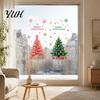 Winter Theme Wall Decor 2Pcs Pink Christmas Tree Static Window Clings, Removable Xmas Stickers Home Ornaments with Snowflake Star for Shop Cafe