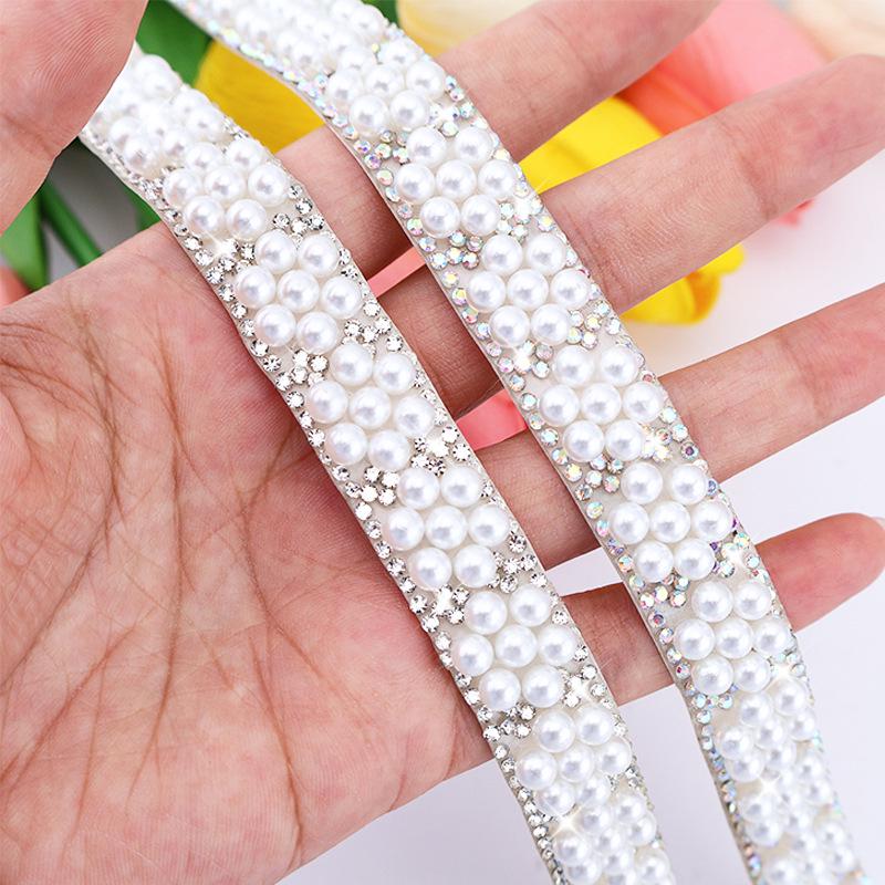 Сделай сам самоклеящуюся цепочку из жемчуга и страз для украшений и аксессуаров для одежды