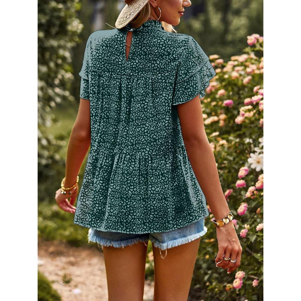 GMXIA Весна-лето в горошек с коротким рукавом шифоновая рубашка-основа для женщин