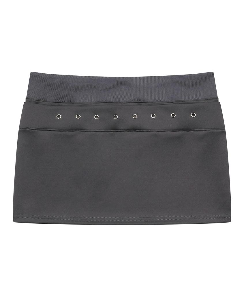 Mucent Stria Punched Eyelet Banding Mini Skirt (2 Colors)