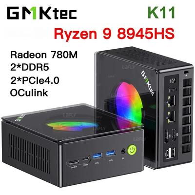 Мини-ПК GMKtec K11 AMD Ryzen 9 8945HS Игровой K8P Windows 11Pro Radeon 780M DDR5 5600MHz 32GB 1TB SSD WIFI6 BT5.2 Игровой компьютер
