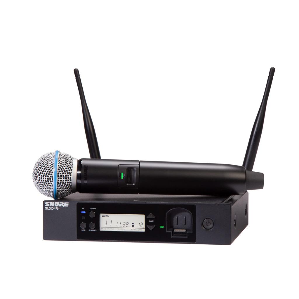 Shure Digital Wireless System with and BETA58A BETA58 Wireless Handheld and Easy and Stable Up To 60m Range GLX-D+ GLX-D24R+ Half-Rack Receiver,