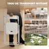 Set of 6 portable folding chairs in plastic and steel, curved backrest, concave seat, 48.5 x 47 x 75 cm, white