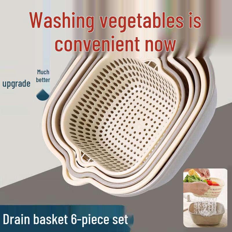 Double-Layer Kitchen Draining Basket Set