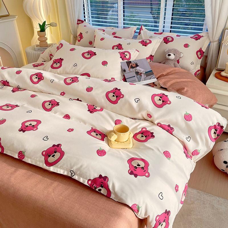 Комплект из четырех простыней, постельное белье, пододеяльник из стираного хлопка с пескоструйной обработкой, простыня, односпальное одеяло для спальни, комплект из трех предметов