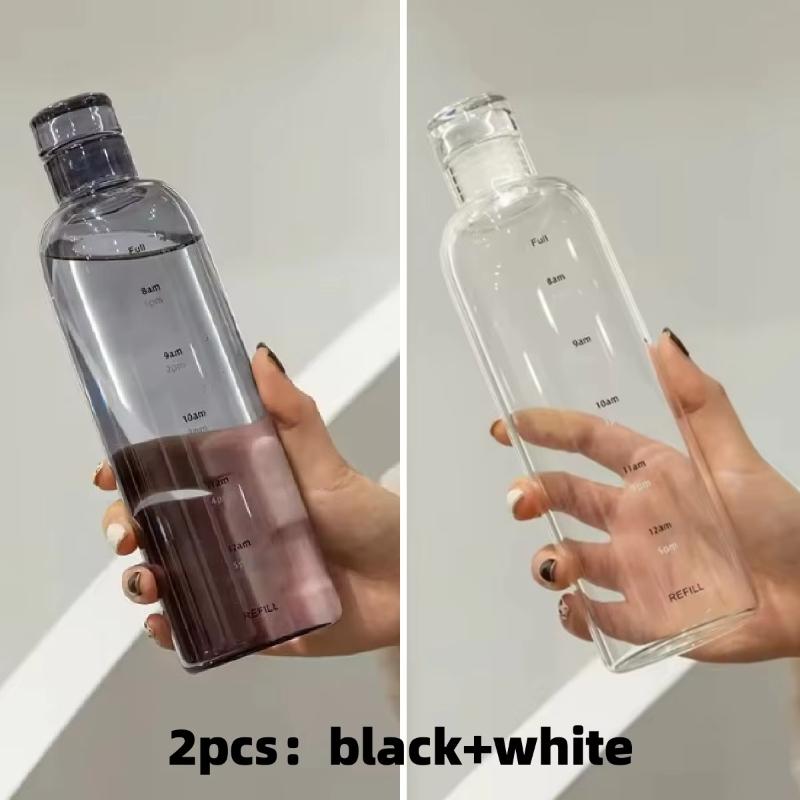 1/2PCS New Water Cup Sport Water Bottle With Time Scale Couple Plastic Portable Water Container Anti-drop Outdoor Water Bottle