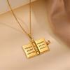 Titanium Steel Opening Book Pendant Stainless Steel Girls Text Locket  Neck Ornaments
