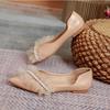 Women Flat Shoes Fashion Flat Bottomed Pointed Single Shoes Spring/Autumn Soft Soled Lace Beaded Women's Shoes Large Size 41-43