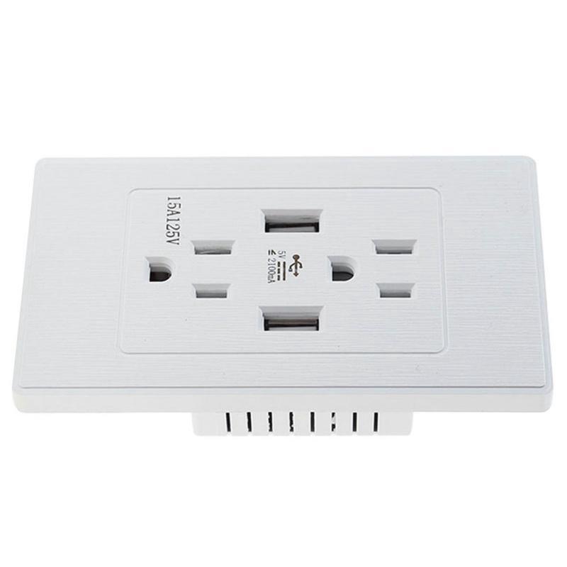 Convenient 2 Pack 2 Outlet 2 Usb Port Wall Socket Charger Panel