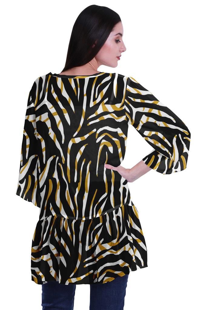 Moomaya Printed Georgette Beach Clothes For Women Short Shrug Cover Up