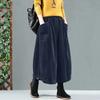 Women Autumn Elastic Waist Long Skirt Vintage Corduroy Skirts Female Solid Loose Faldas Saia Jupe Casual Vestidos
