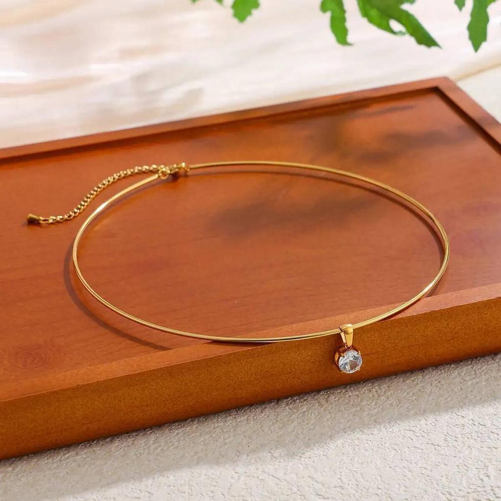 IngeSight.Z 5 Стиль Простой Модный Нержавеющая Сталь Циркон Сердце Вода Кулон Ожерелье Роскошный 18K PVD Позолоченный Чокер Украшения