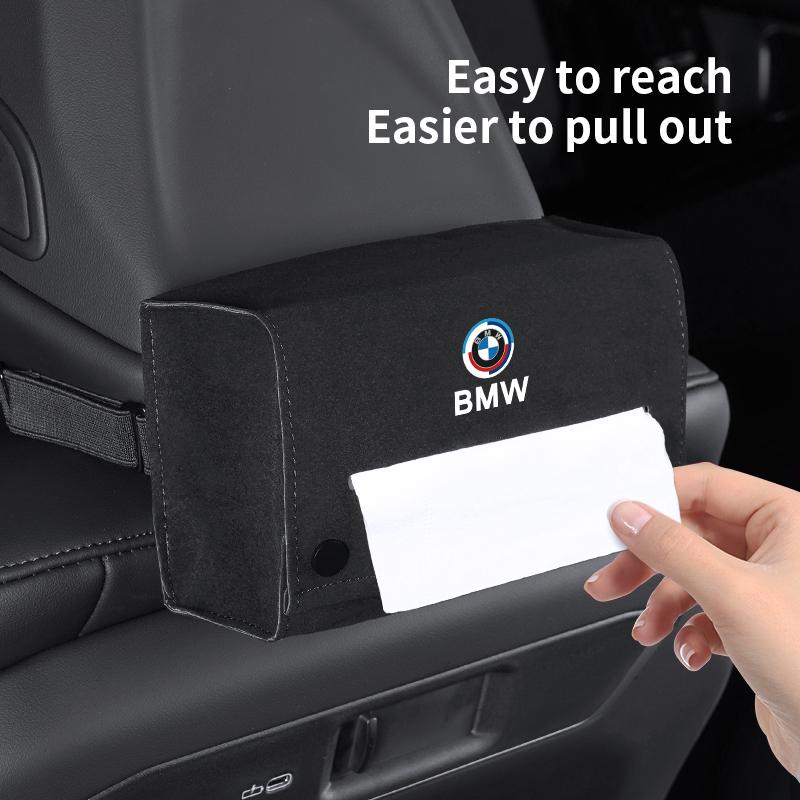 LLIT4 Car Tissue Box Suede Tissue Storage Bag For BMW X1 X2 X3 X4 X5 X6 X7 G30 G20 G26 Car Interior Accessories Kleenex Case keychain