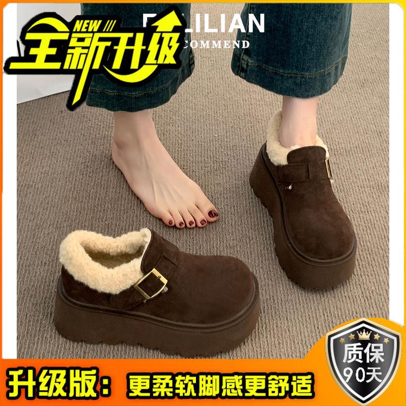 Женские новые зимние бархатные теплые ботинки на толстой подошве, большие хлопковые туфли, туфли-хлебушки на небольшой платформе