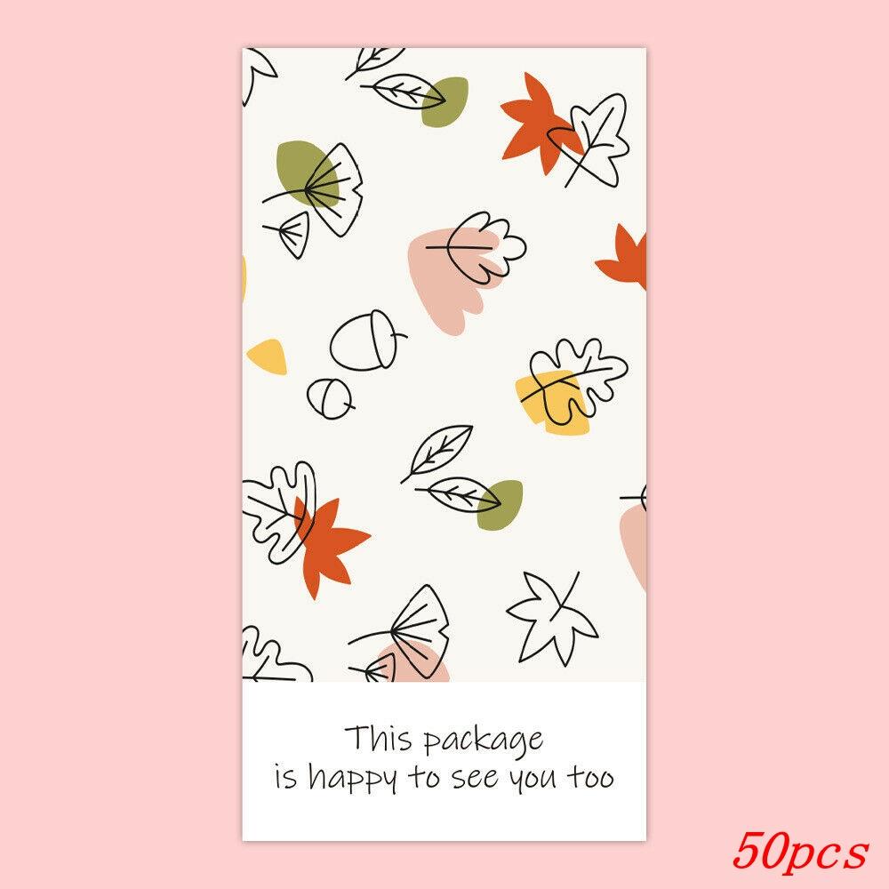 50pcs/pack Flower Thank You Stickers for Small Business Commodity Packaging Sealing Decor Stickers 10*5cm Package Stickers