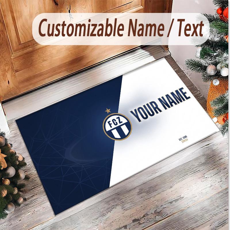 Personalized Crystal Velvet Carpet FC Zürich Pattern Non Slip Floor Rug