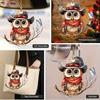 Charming Cartoon Hooded Owl Car Pendant Acrylic Keyring For Festive Decor