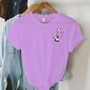 Новый женский топ с коротким рукавом Лето Новый карман Панда Мультяшный принт Футболка Корейская мода Женские топы Свободная футболка с круглым вырезом