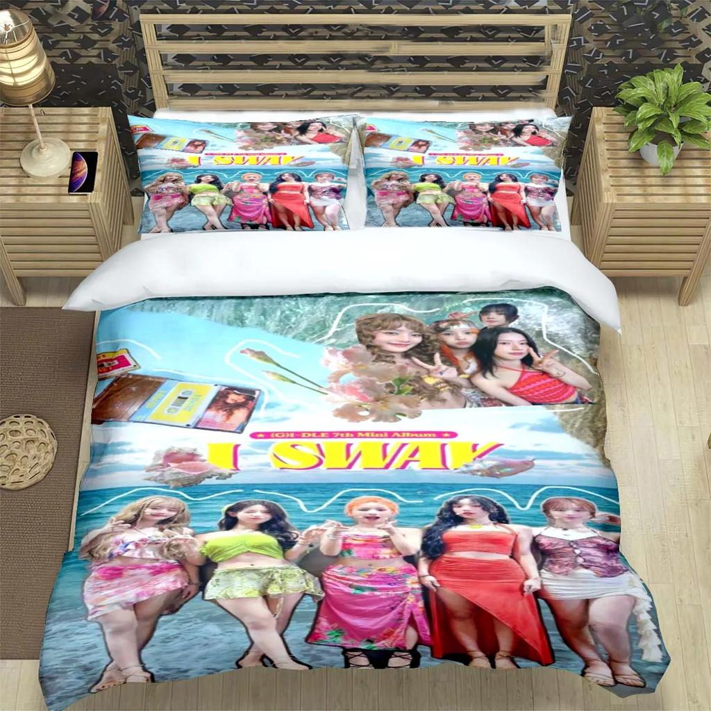 Корейская K-pop женская группа-Юци-СоёнМиён-Суин-Шухуа Принт Комплект постельного белья Пододеяльник Одеяло Кровать Молодежный Детский Девочка Мальчик Подарок
