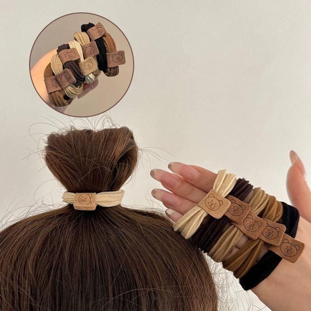 136Pcs High Elastic Brown Hair Accessories Set No Crease Elastic Hair Bands for Women Girls