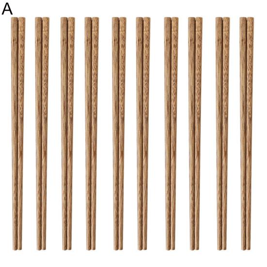 10 пар палочек для еды, нескользящие, устойчивые к высоким температурам, из натурального дерева, китайские японские палочки для еды, кухонный гаджет
